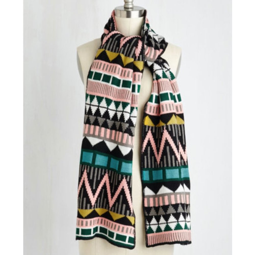 🆕 ModCloth fairisle geometric print warm chunky scarf